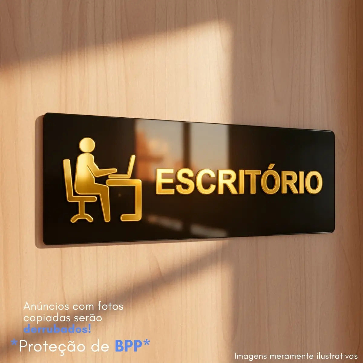 Sinalização Escritório Placa Porta Parede Indicação Empresa Minimalista Espelhado Sala