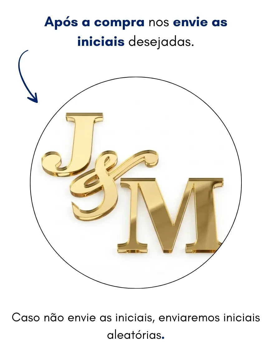 Topo Bolo Iniciais Casamento Monograma Chá Noivado Wedding