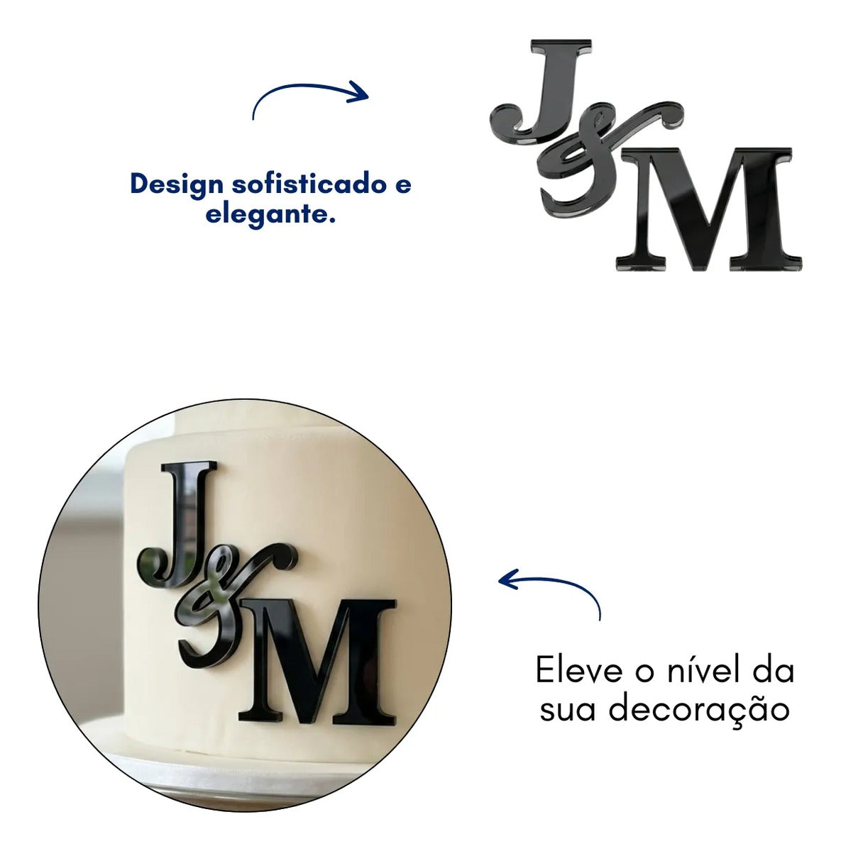 Topo Bolo Iniciais Casamento Monograma Chá Noivado Wedding