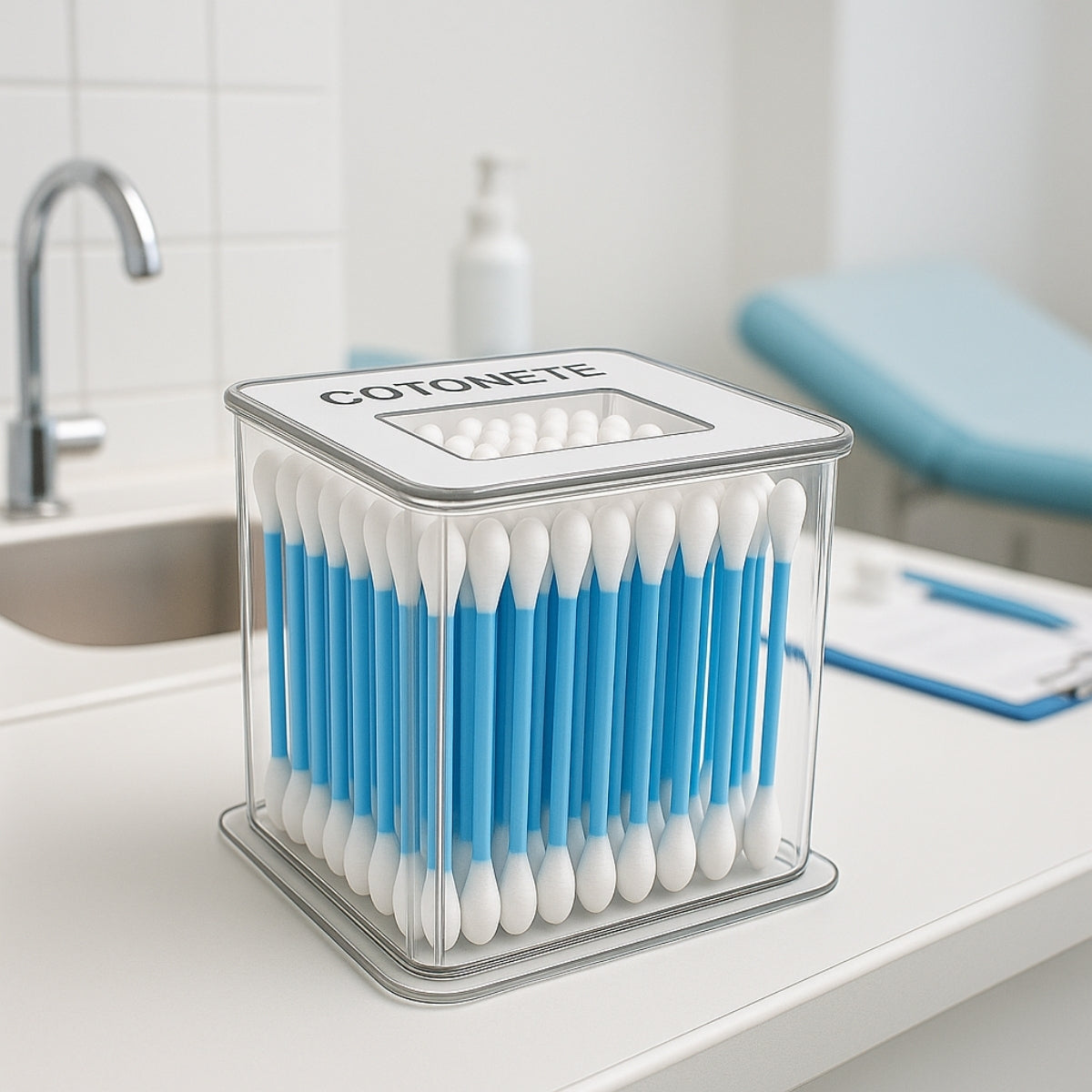 Porta Cotonetes Organizador Clinica Display Higiene Suporte