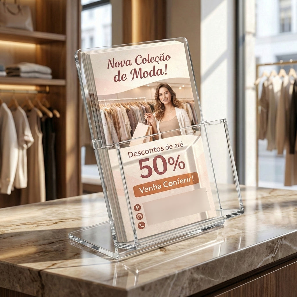 Expositor Folhetos A6 Mesa Lojas Folders Display Panfleto