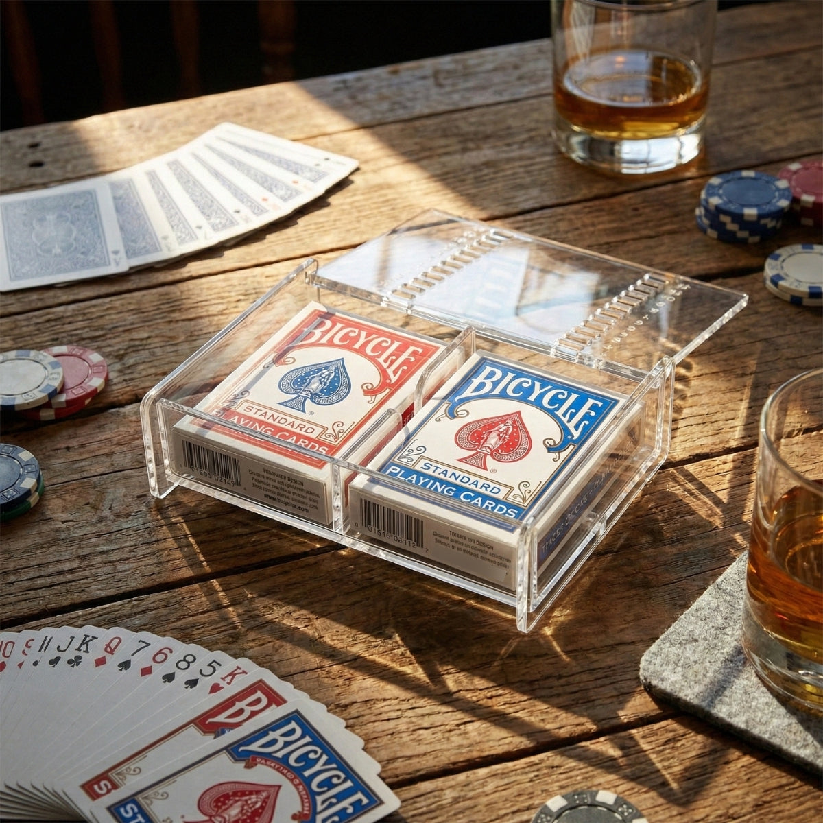 Caixa Estojo Baralho Cartas Acrilico 2 Decks