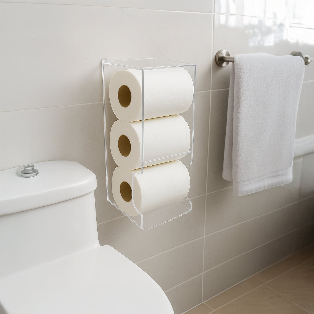 Porta Papel Higienico Parede Acrilico 3 Rolos