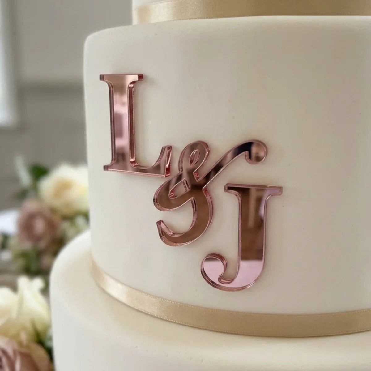 Topo Bolo Iniciais Casamento Monograma Chá Noivado Wedding