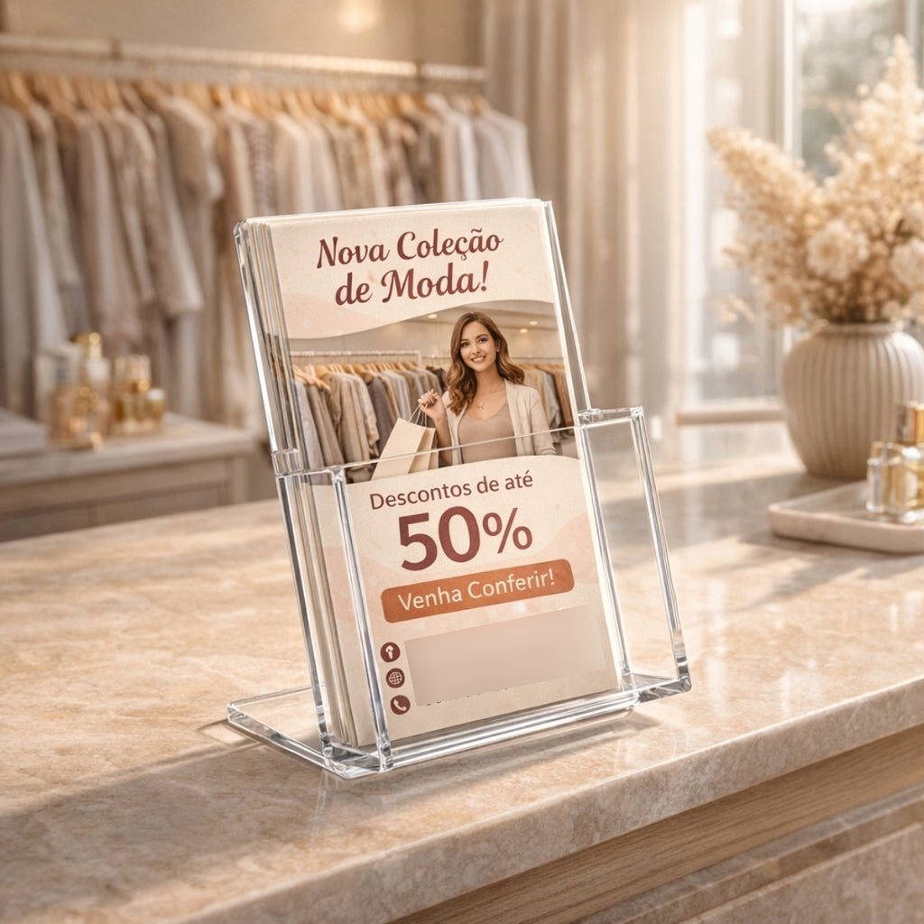 Expositor Folhetos A6 Mesa Lojas Folders Display Panfleto