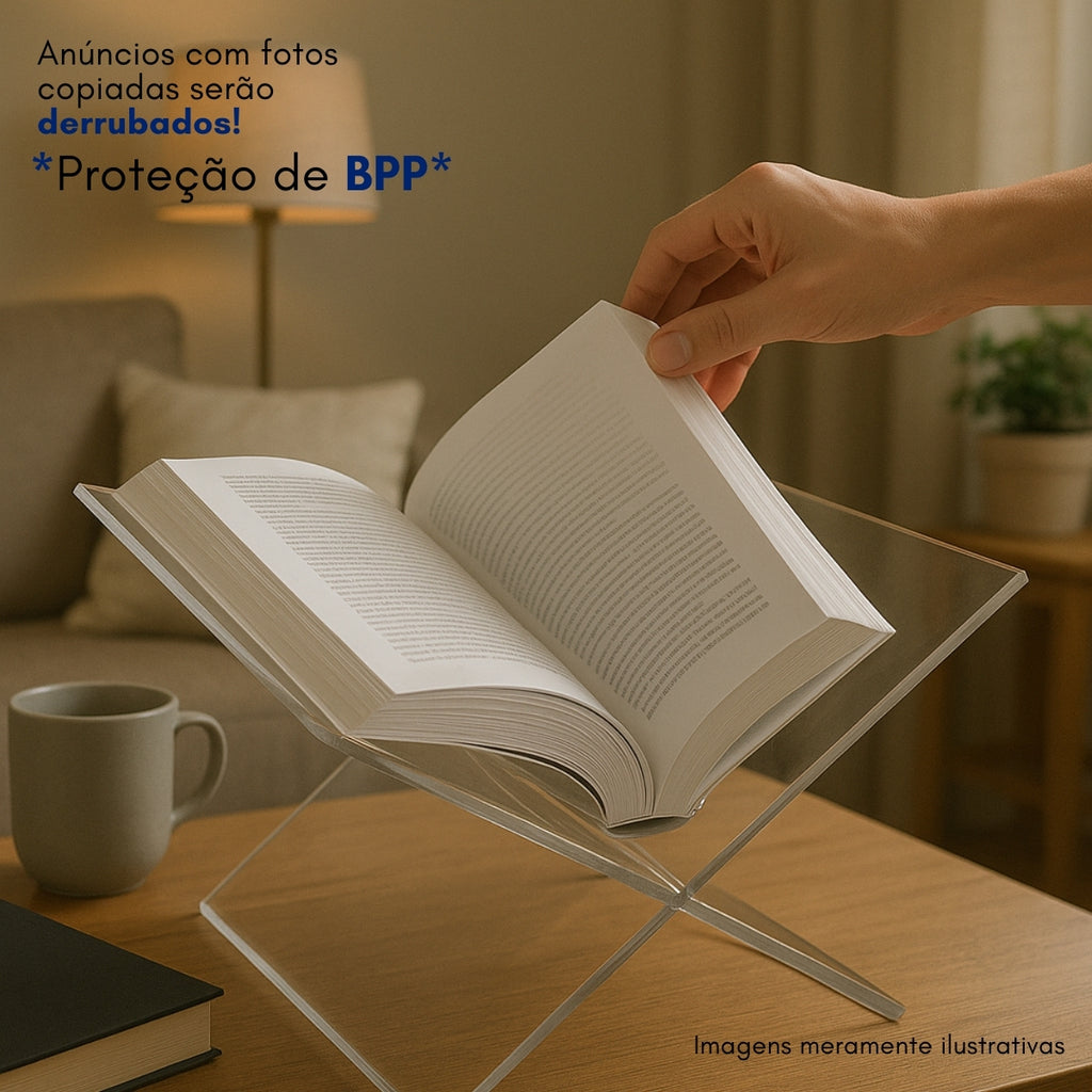 Suporte X Porta Livro Acrilico Cristal Biblia Decoracao Sala