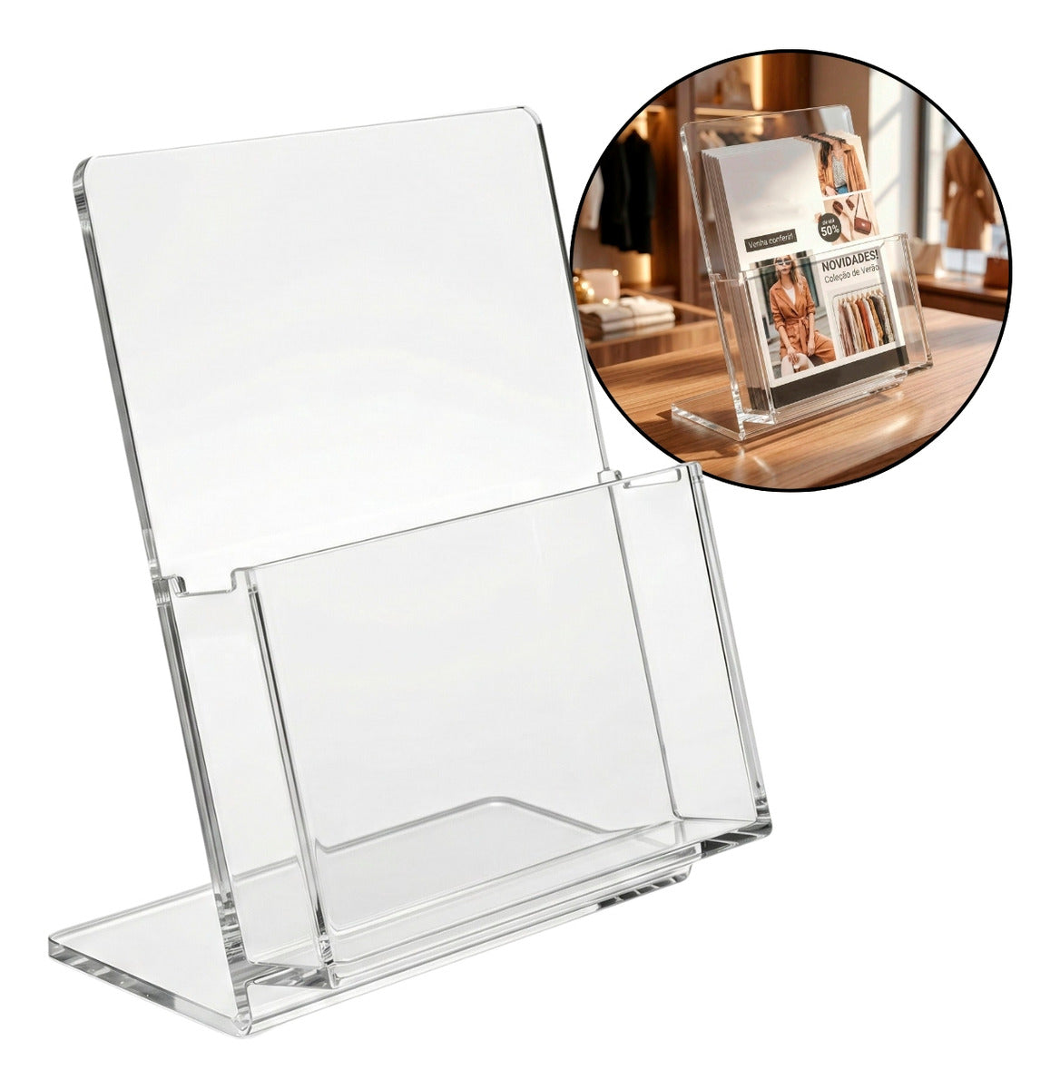Expositor Folhetos A6 Mesa Lojas Folders Display Panfleto