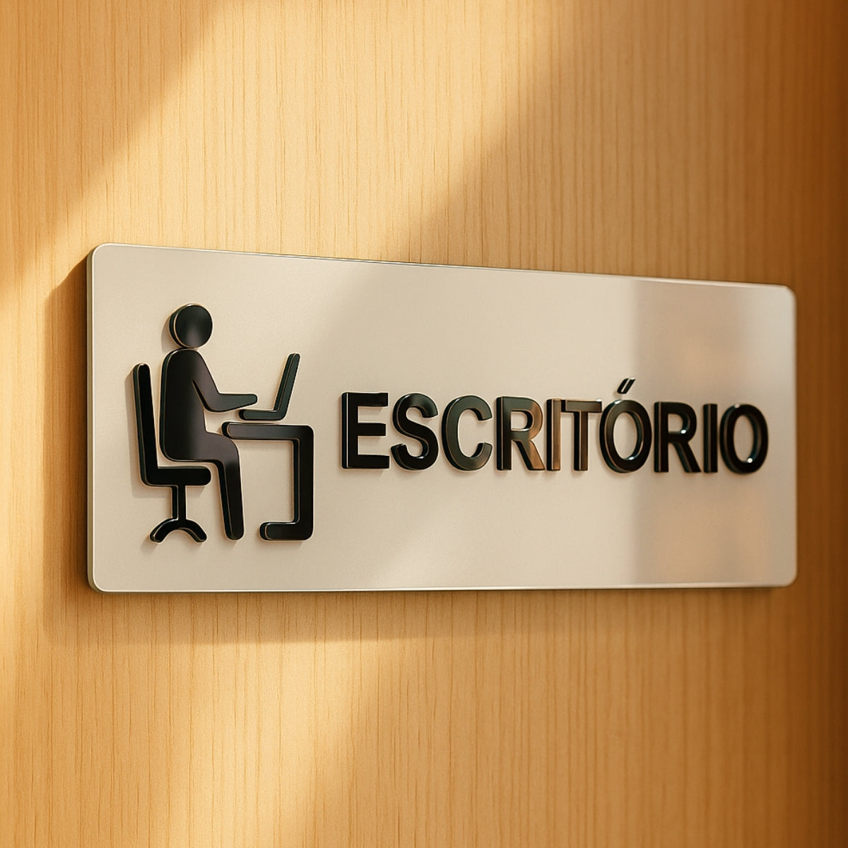 Sinalização Escritório Placa Porta Parede Indicação Empresa Minimalista Espelhado Sala