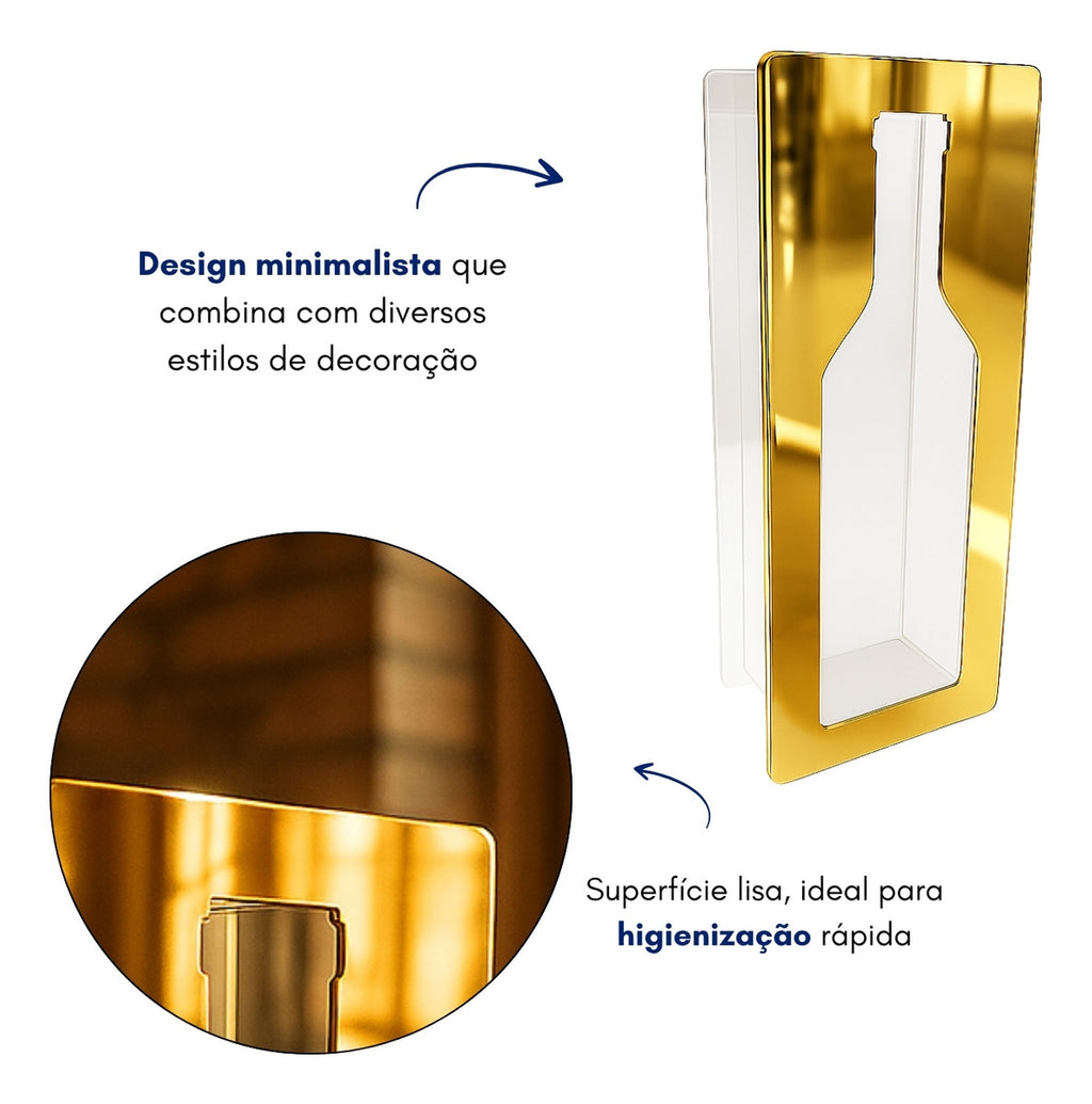 Porta Rolhas Decoração Acrílico Espelhado Colecionador Vinho