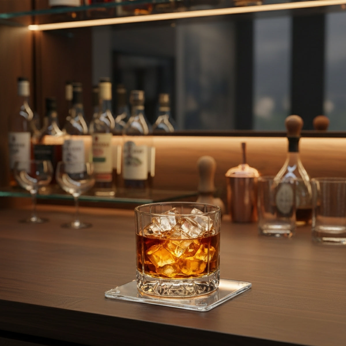 Suporte Bolacha Copo Acrílico Antiderrapante Kit 6 Unidades Premium