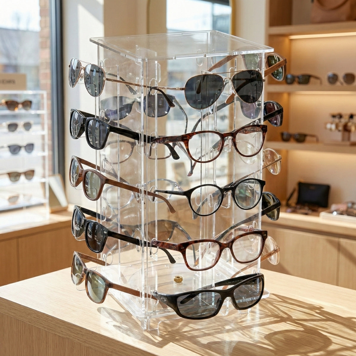 Carrossel Expositor Loja 20 Óculos Giratório Vitrine Ótica