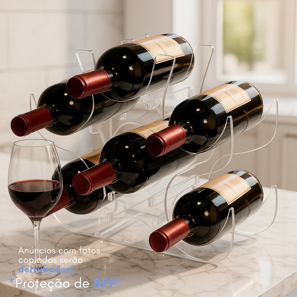 Expositor 6 Garrafas De Vinho Moderno Adega Bar Suporte