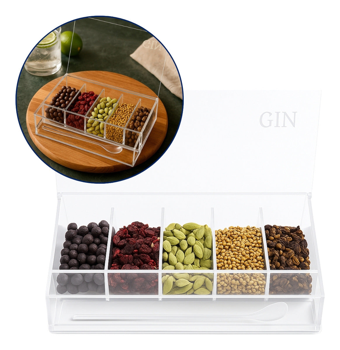Porta Especiarias Gin Tonica Estojo Acrílico Pote Tempero