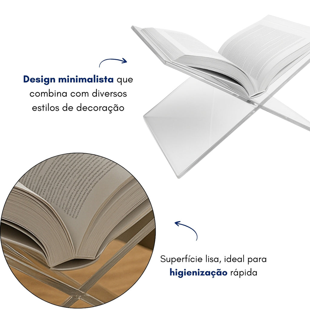 Suporte X Porta Livro Acrilico Cristal Biblia Decoracao Sala