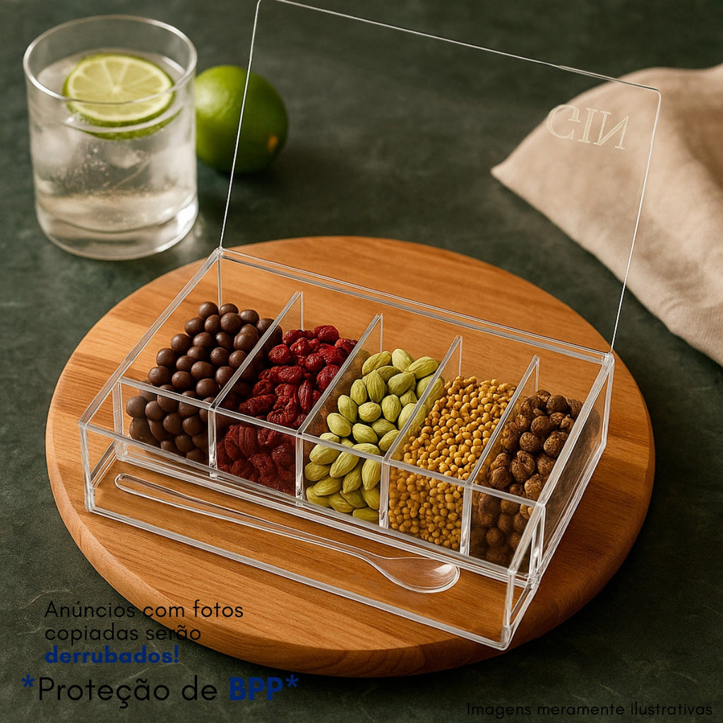 Porta Especiarias Gin Tonica Estojo Acrílico Pote Tempero