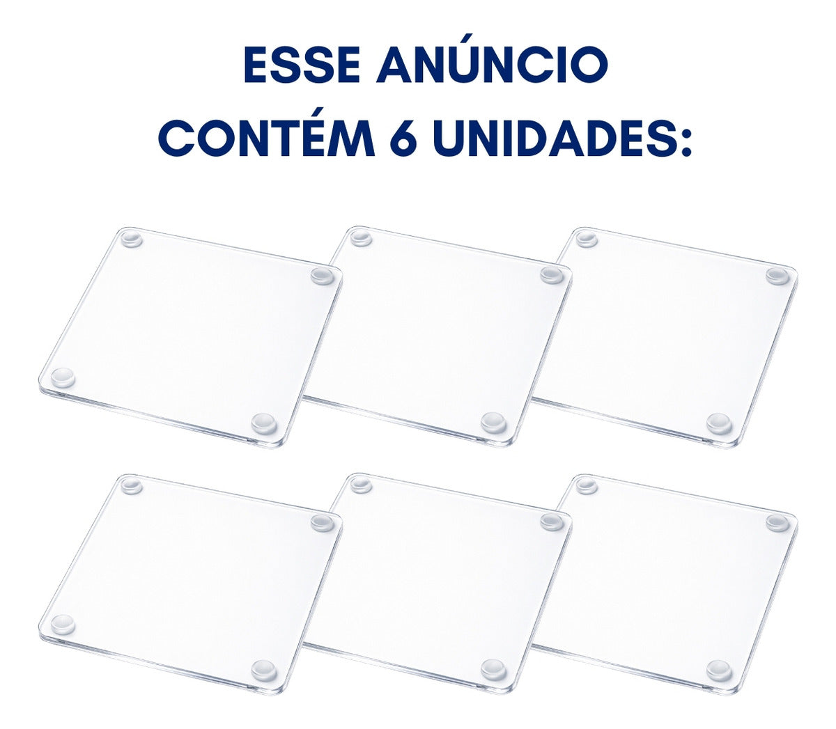 Suporte Bolacha Copo Acrílico Antiderrapante Kit 6 Unidades Premium