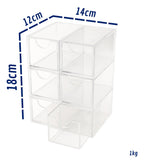Caixa Objetos Porta Treco Presilha Acrílico 6 Gaveta Cristal Cor Branco