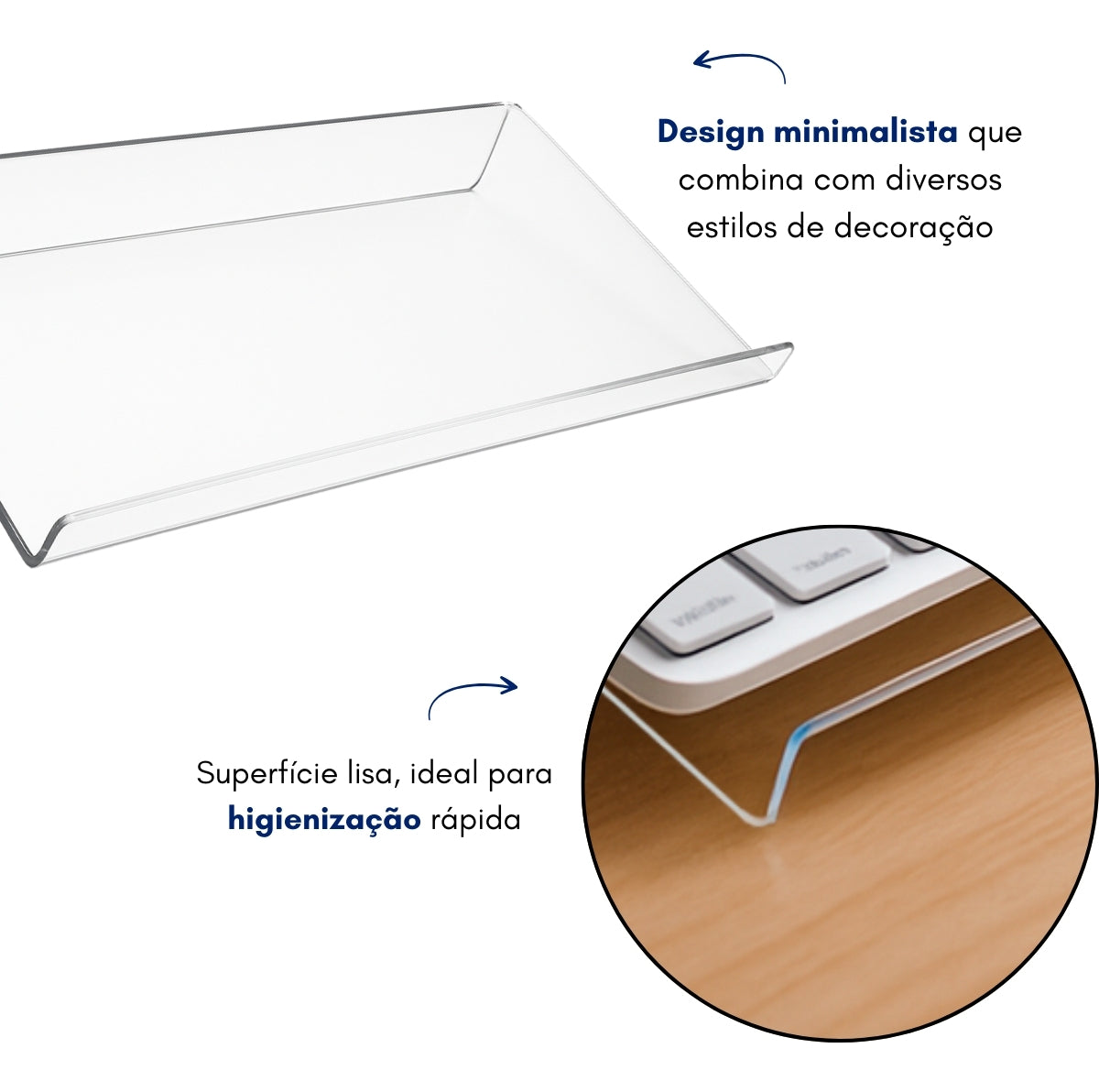Porta Teclado Base Suporte Pc Computador Mesa Acrilico