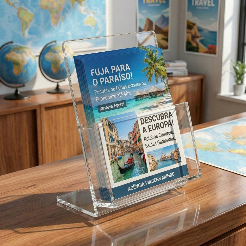 Expositor Panfleto Folhetos A5 Mesa Lojas Folders Display