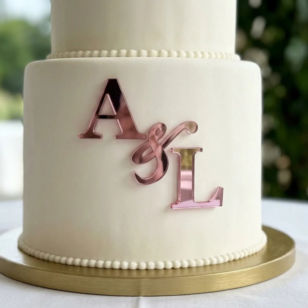 Topo Bolo Iniciais Casamento Monograma Chá Noivado Wedding