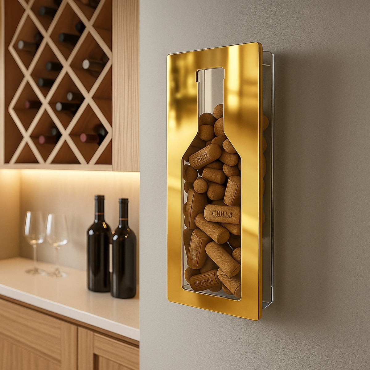 Porta Rolhas Decoração Acrílico Espelhado Colecionador Vinho