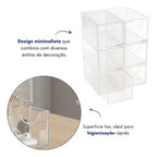Caixa Objetos Porta Treco Presilha Acrílico 6 Gaveta Cristal Cor Branco