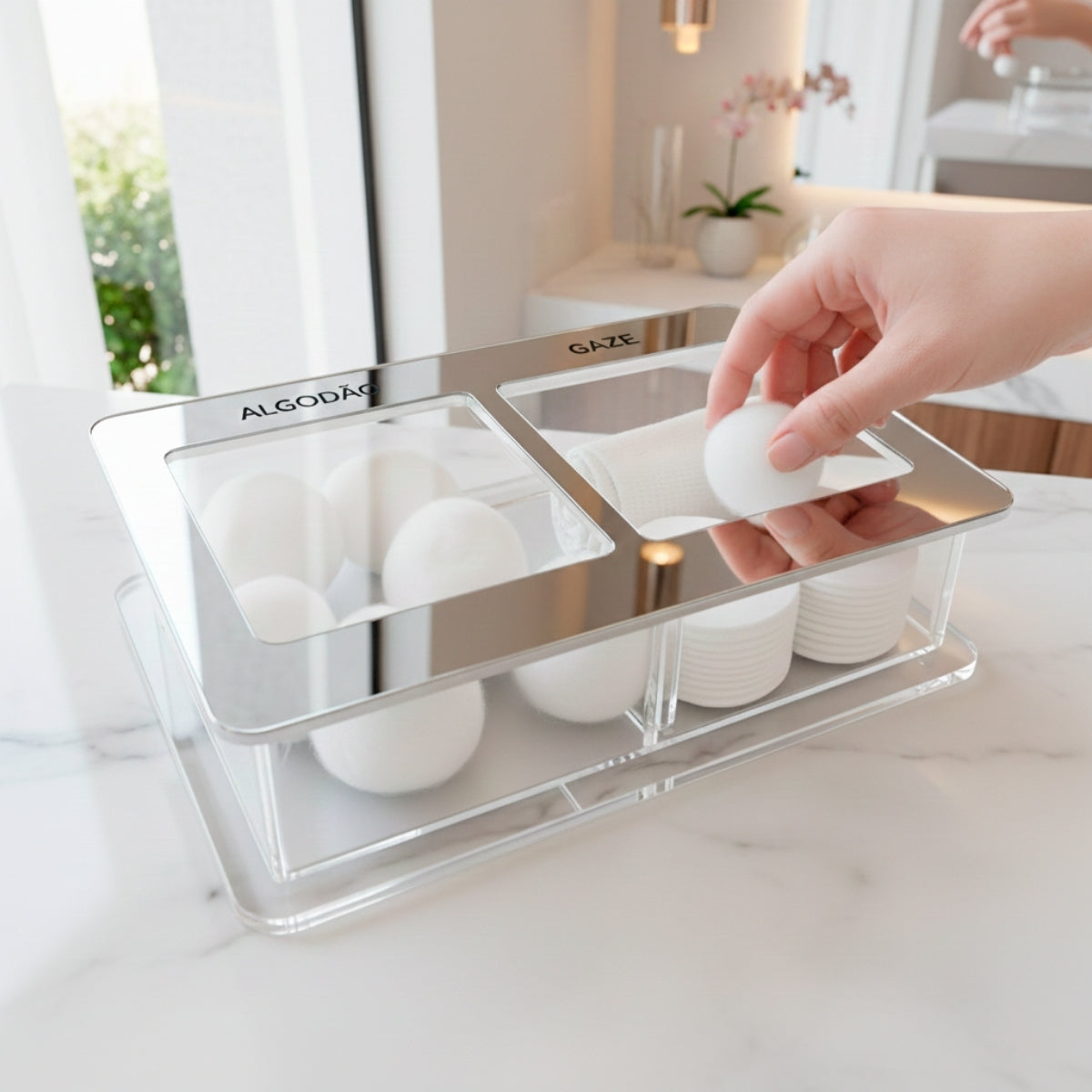 Guarda Algodão Gaze Porta Mantimentos Caixa Acrílico Estojo