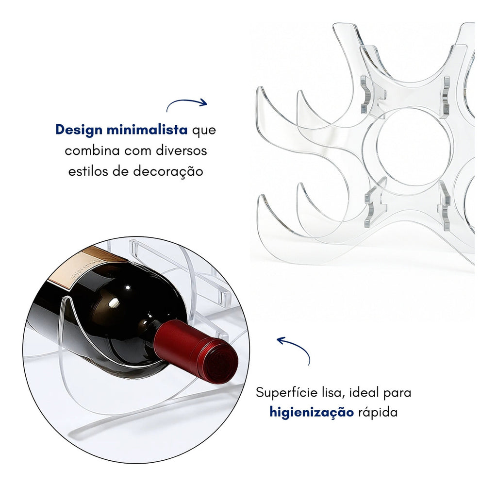 Expositor 6 Garrafas De Vinho Moderno Adega Bar Suporte