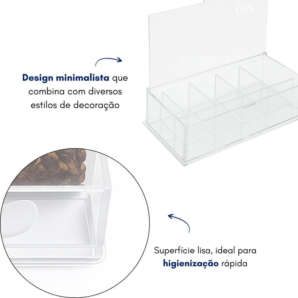 Porta Especiarias Gin Tonica Estojo Acrílico Pote Tempero