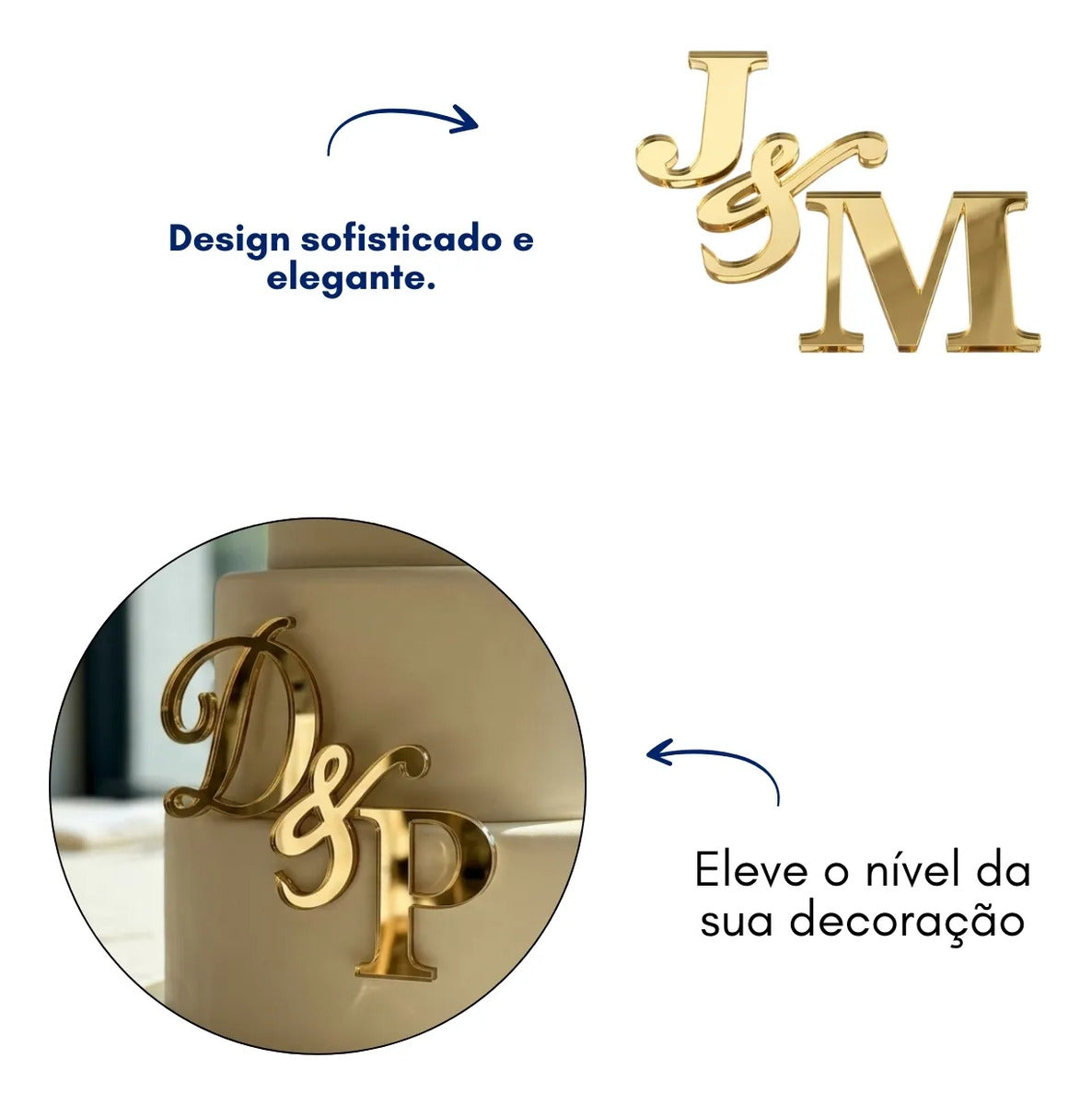 Topo Bolo Iniciais Casamento Monograma Chá Noivado Wedding