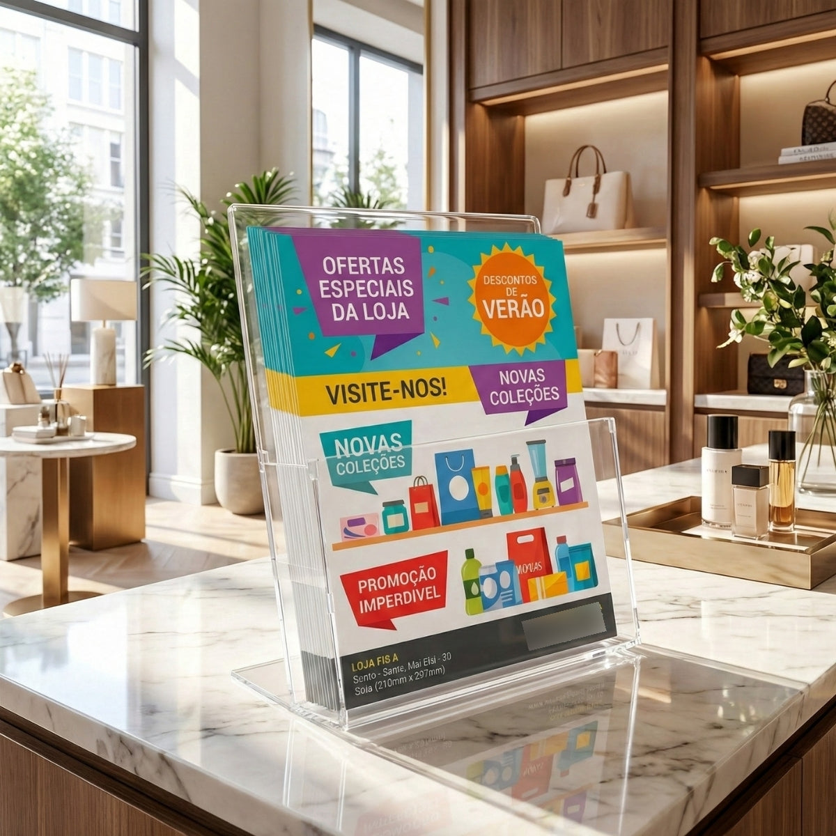 Suporte Panfleto Folhetos A4 Mesa Lojas Folders Display