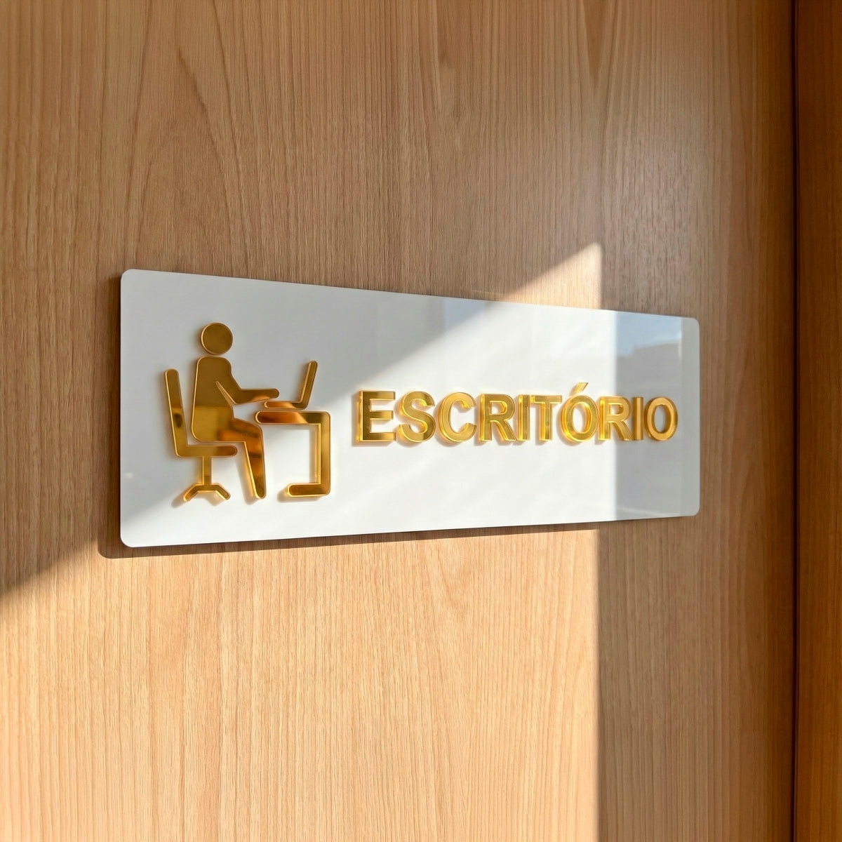 Sinalização Escritório Placa Porta Parede Indicação Empresa Minimalista Espelhado Sala