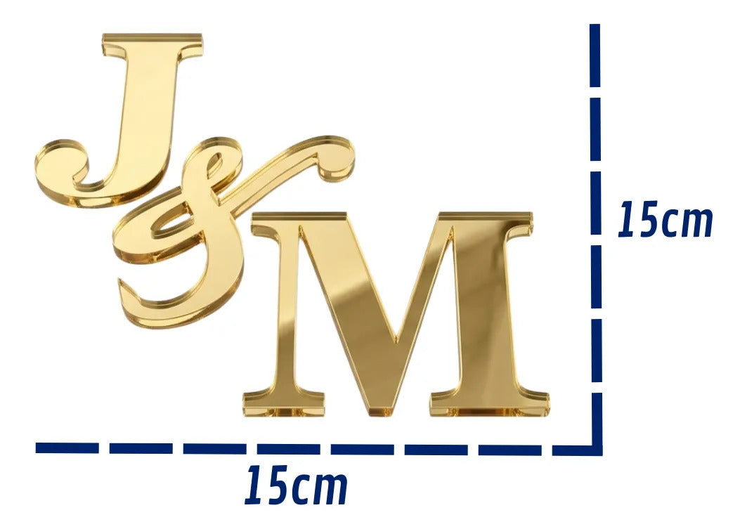 Topo Bolo Iniciais Casamento Monograma Chá Noivado Wedding