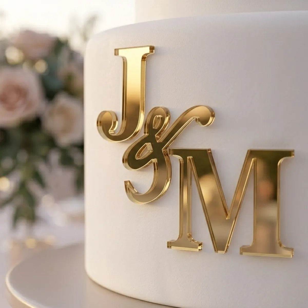 Topo Bolo Iniciais Casamento Monograma Chá Noivado Wedding