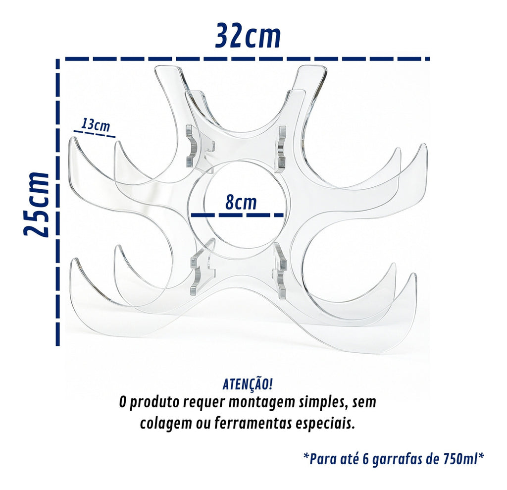 Expositor 6 Garrafas De Vinho Moderno Adega Bar Suporte