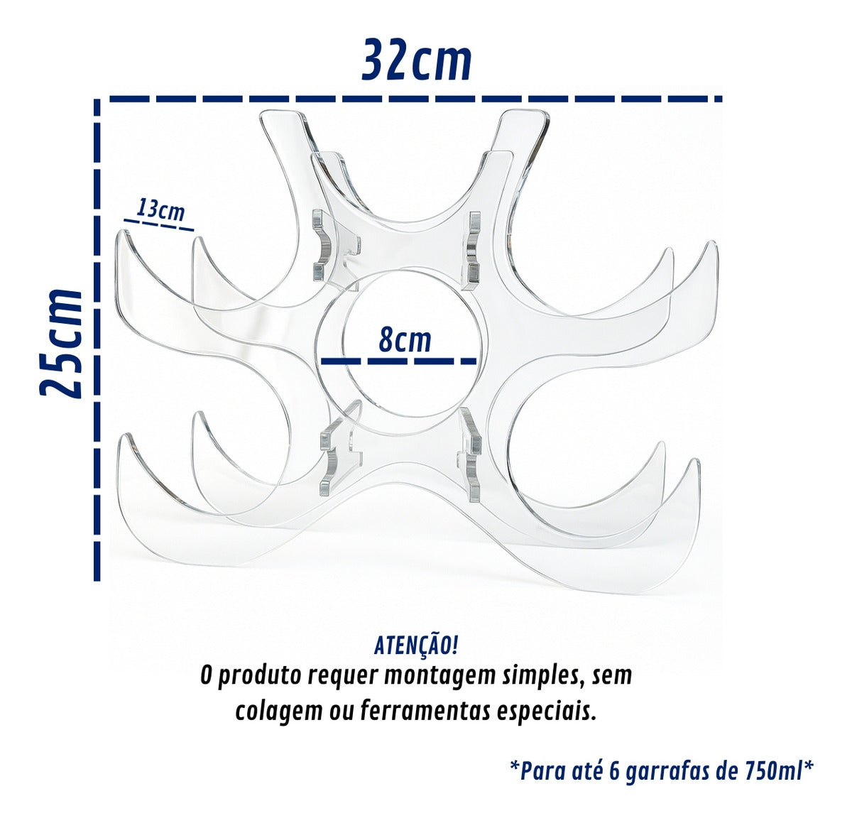 Expositor 6 Garrafas De Vinho Moderno Adega Bar Suporte
