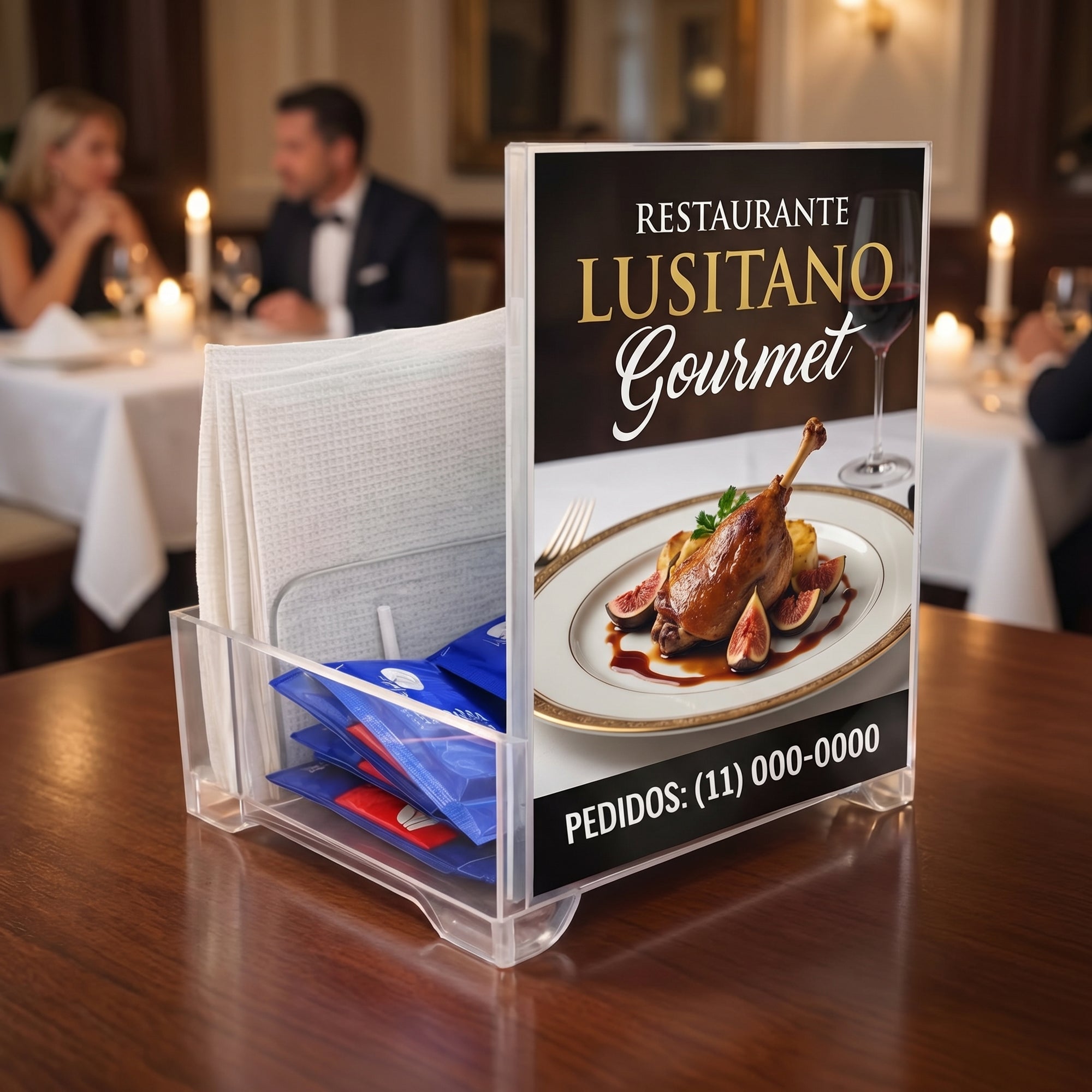 Kit 5 Porta Guardanapo Sache Acrílico Mesa Display A6 Mesa