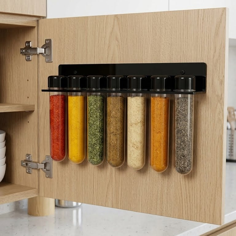 Porta Tempero Organizador Suporte Condimentos Ervas Cozinha 7 Tubos Potes Tubetes