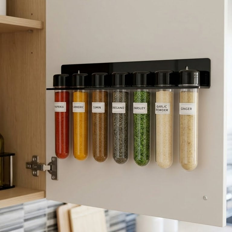 Porta Tempero Organizador Suporte Condimentos Ervas Cozinha 7 Tubos Potes Tubetes