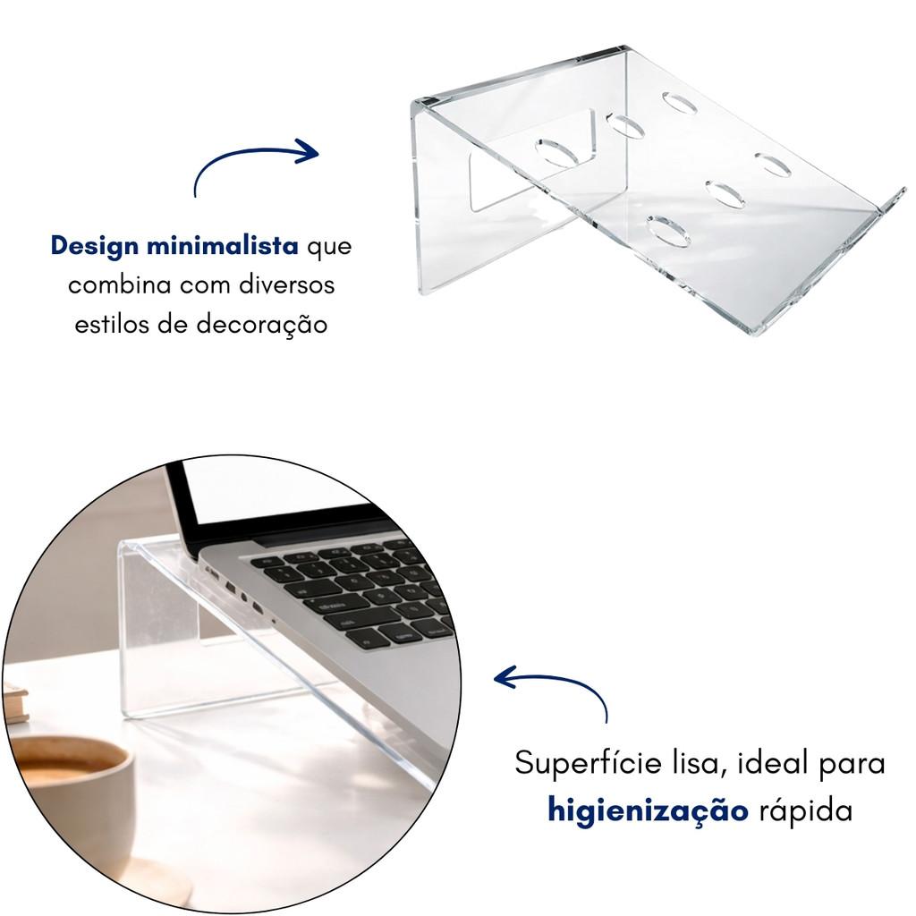 Suporte Notebook Acrílico Computador Ergonômico Apoio Laptop
