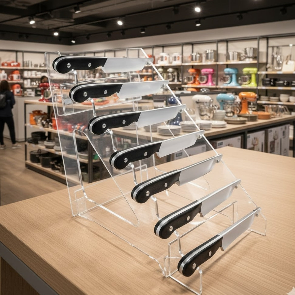 Suporte Acrílico para 7 Facas - Expositor Vertical Organizador