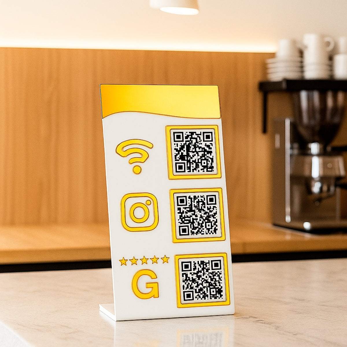 Qr Code Wifi Instagram Google Display Balcão Plaquinha Mesa