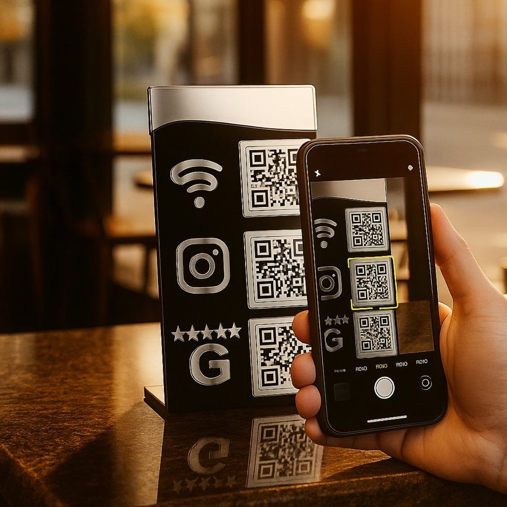 Qr Code Wifi Instagram Google Display Balcão Plaquinha Mesa
