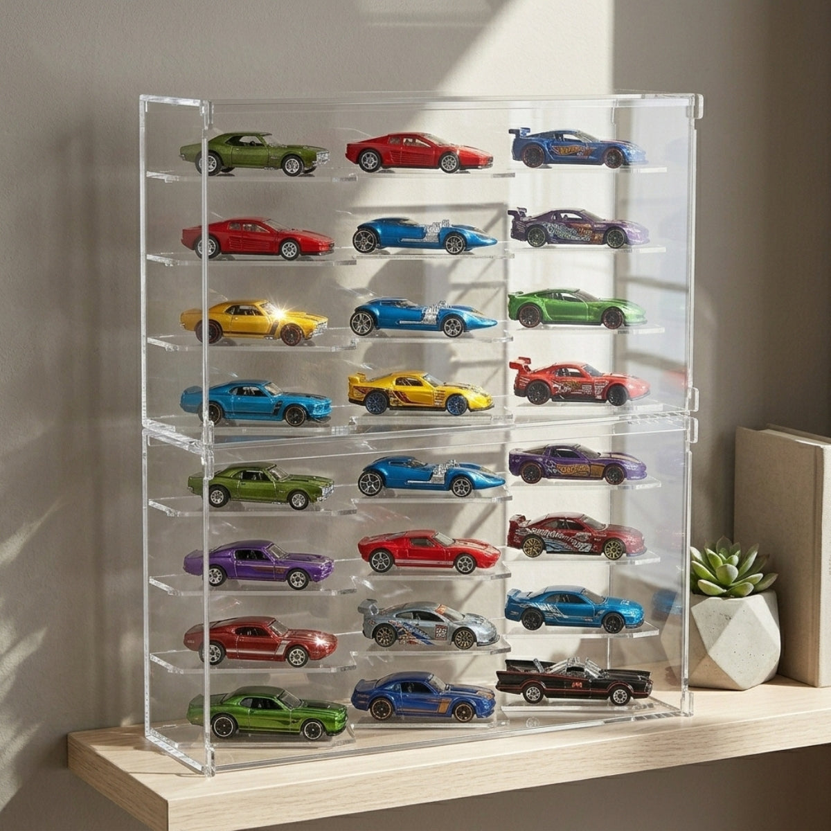 Expositor Hot Wheels 24 Carrinhos Modular Suporte Display Coleção Empilhavel Encaixável