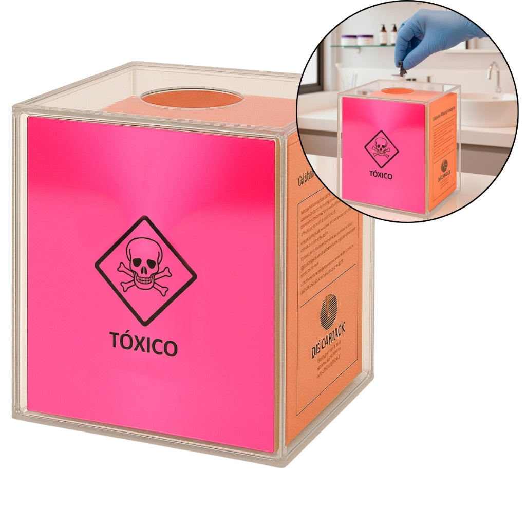 Suporte Caixa Coletora Descarpack 7L Parede Mesa Balcão Resíduos Tóxico Descarte Biológicos