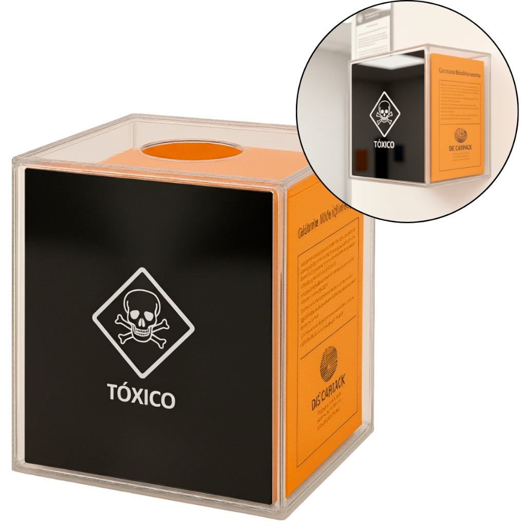 Suporte Caixa Coletora Descarpack 7L Parede Mesa Balcão Resíduos Tóxico Descarte Biológicos