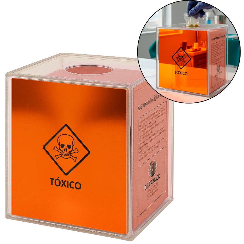 Suporte Caixa Coletora Descarpack 7L Parede Mesa Balcão Resíduos Tóxico Descarte Biológicos