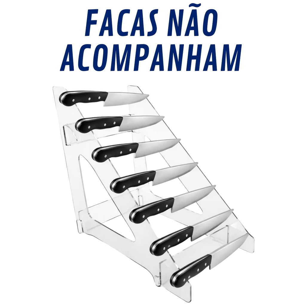 Suporte Acrílico para 7 Facas - Expositor Vertical Organizador