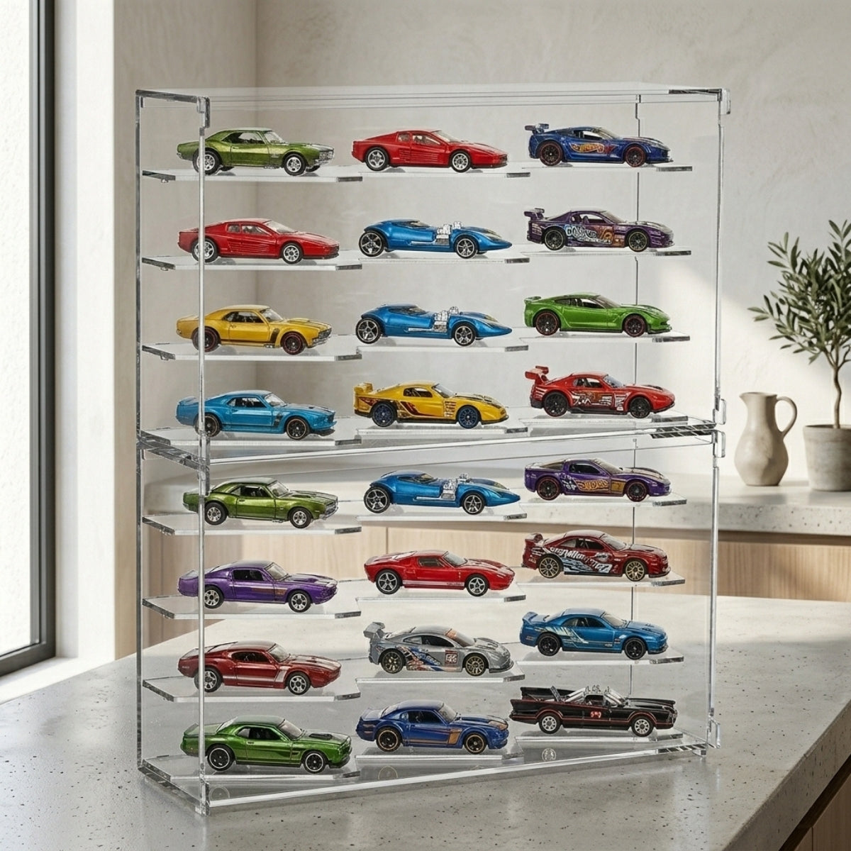 Expositor Hot Wheels 24 Carrinhos Modular Suporte Display Coleção Empilhavel Encaixável