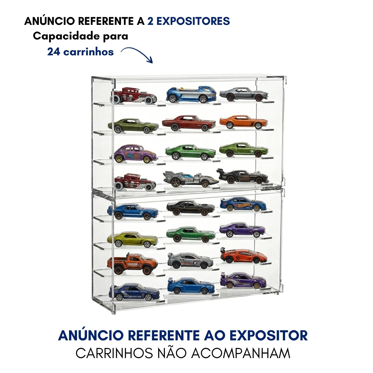 Expositor Hot Wheels 24 Carrinhos Modular Suporte Display Coleção Empilhavel Encaixável